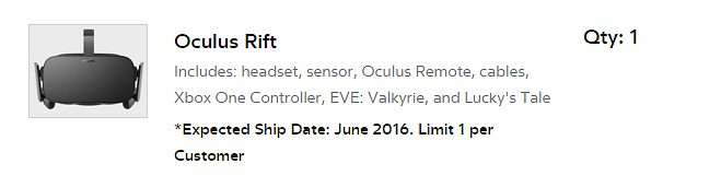 oculus rift ship date