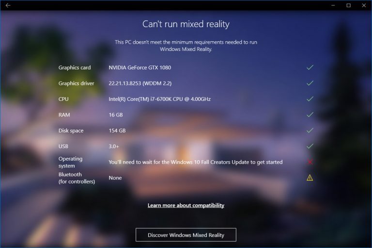 Microsoft Publishes New System Requirements for Windows Mixed Reality, and an App to Check Your PC