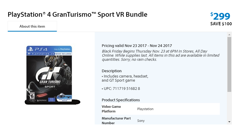 Walmart black friday playstation on sale vr