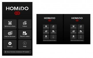 homido virtual reality smartphone app side by side menu
