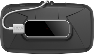 The Leap Motion sensor attached using the dedicated mount