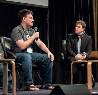 Palmer Luckey, Founder of Oculus with Road to VR Exec. Editor Ben Lang at SVVRCon last year
